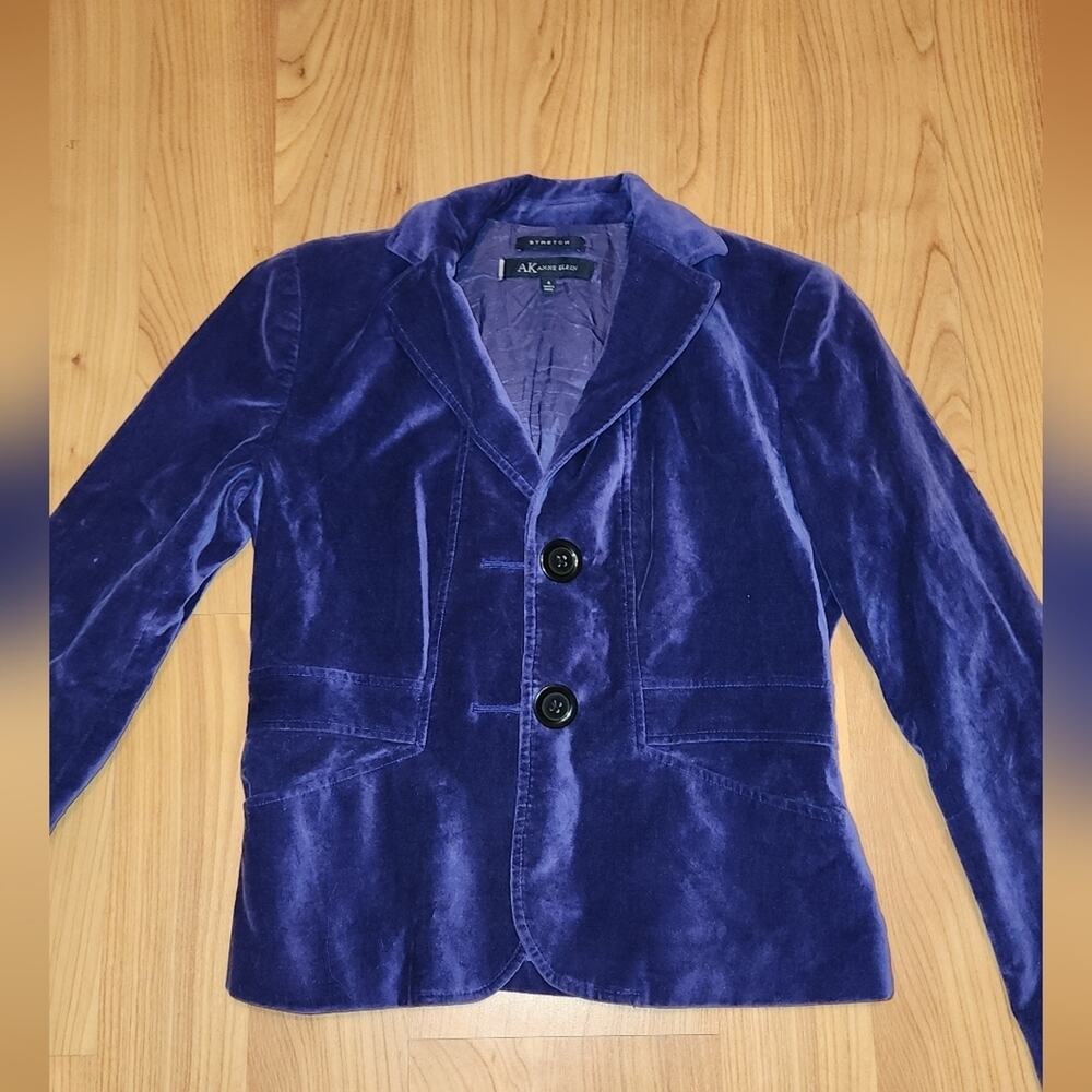 AK Anne Klein Stretch Purple Suede Blazer sz 4 EUC - Picture 3 of 16